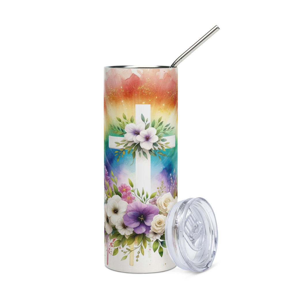 Gobelet en acier inoxydable "Croix floral"