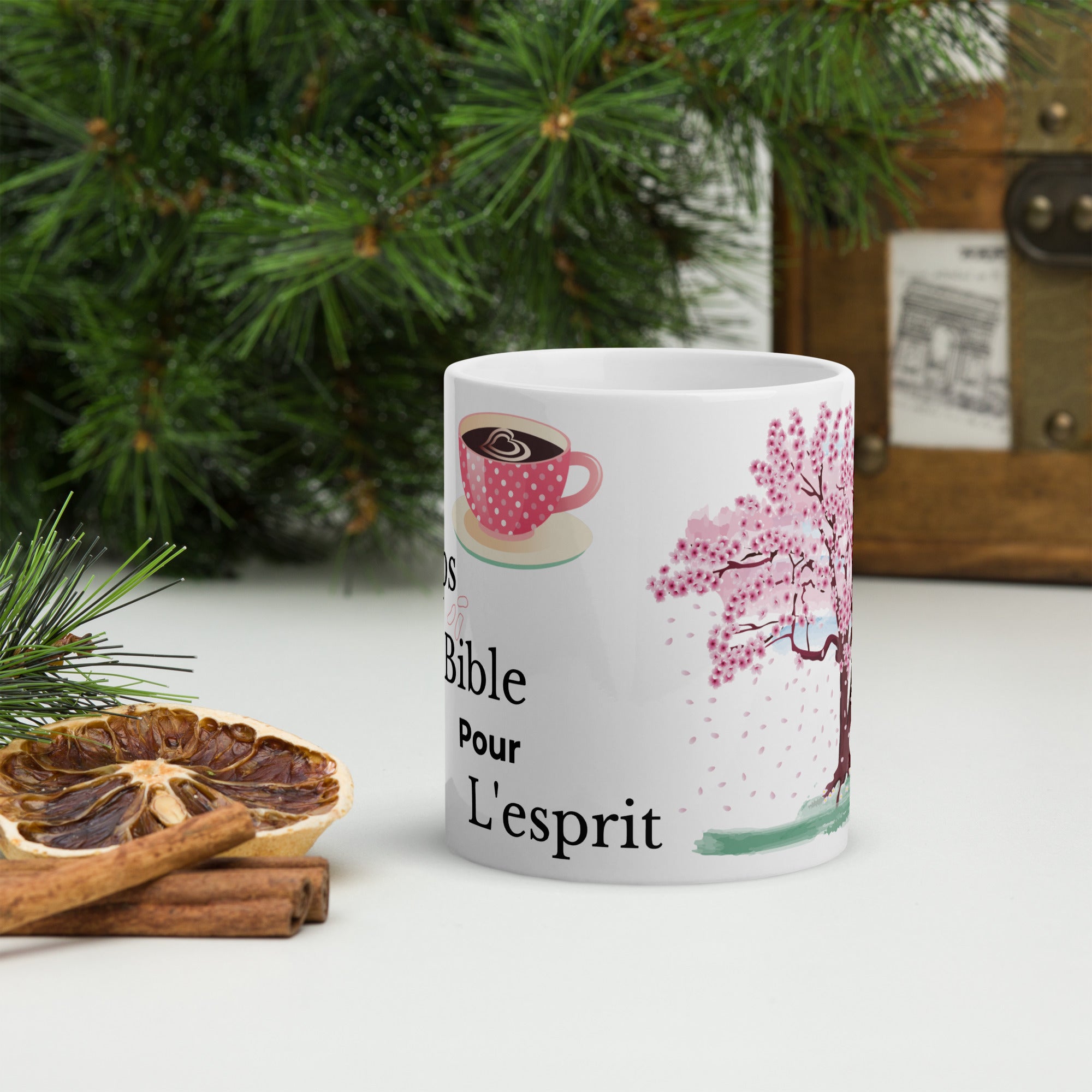 Mug classique rose/blanc